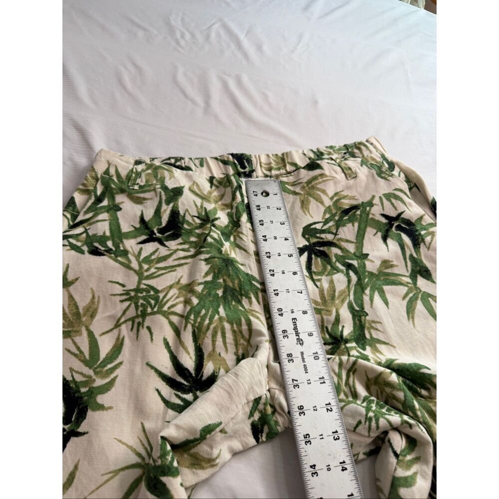 J. Jill Pants Womens Medium Green Floral Linen Blend Straight Leg Pull On - Picture 3 of 7